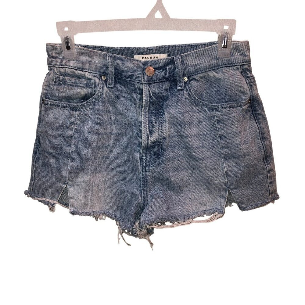 PacSun Shorts Womens 27 Blue Vintage Hi Rise Cut Off Hot Pants Button Fly Denim